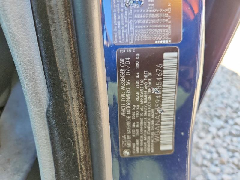 2004 Bmw 525 მანქანა იყიდება აუქციონზე, vin: WBANA53594B854676, აუქციონის ნომერი: 45686606