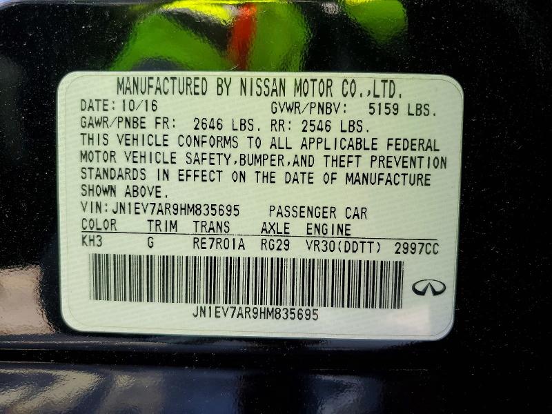 2017 Infiniti Q50 მანქანა იყიდება აუქციონზე, vin: JN1EV7AR9HM835695, აუქციონის ნომერი: 46310416
