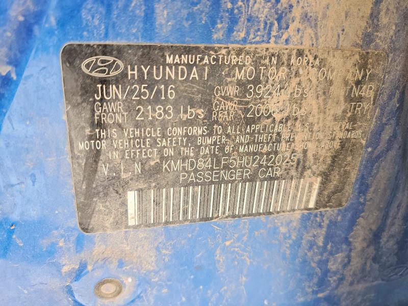 41844396 :رقم المزاد ، KMHD84LF5HU242025 vin ، 2017 Hyundai Elantra مزاد بيع