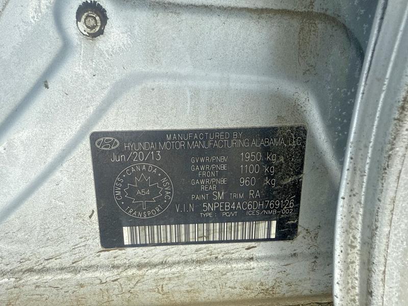 77752135 :رقم المزاد ، 5NPEB4AC6DH769126 vin ، 2013 Hyundai Sonata مزاد بيع