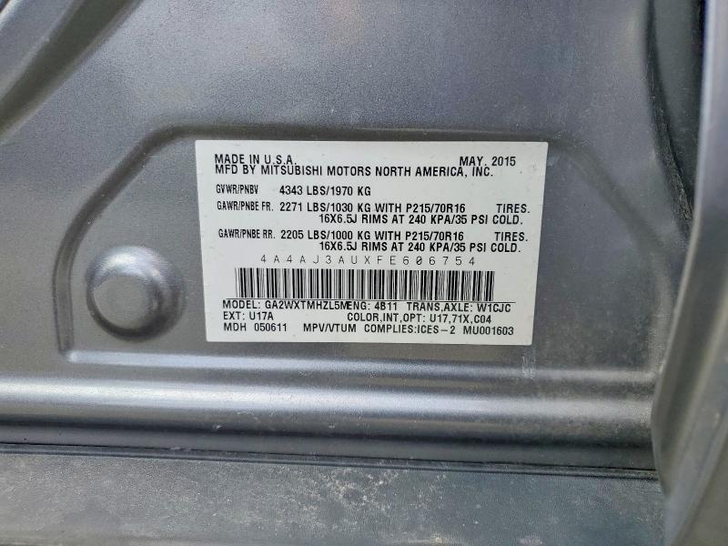 Aukcja sprzedaży 2015 Mitsubishi Rvr, vin: 4A4AJ3AUXFE606754, numer aukcji: 46870916