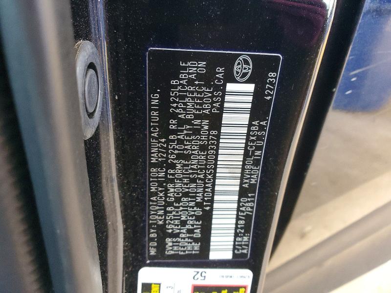 79626275 :رقم المزاد ، 4T1DAACK5SU093378 vin ، 2025 Toyota Camry مزاد بيع