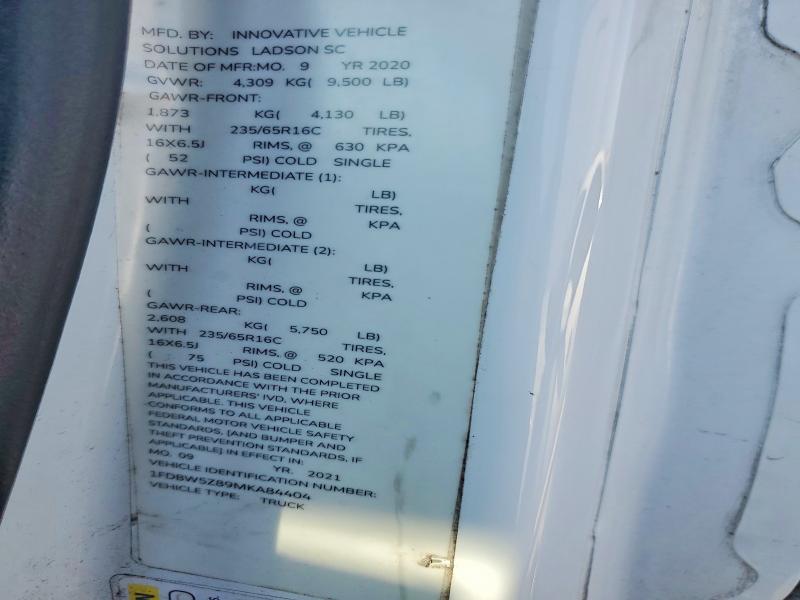 2021 Ford Transit მანქანა იყიდება აუქციონზე, vin: 1FDBW5Z89MKA84404, აუქციონის ნომერი: 79993445