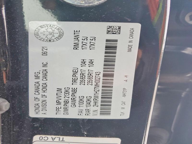 79451635 :رقم المزاد ، 2HKRW1H27MH002743 vin ، 2021 Honda Cr-v مزاد بيع