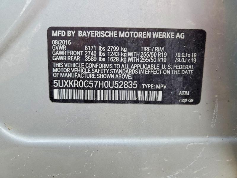 47927626 :رقم المزاد ، 5UXKR0C57H0U52835 vin ، 2017 Bmw X5 مزاد بيع