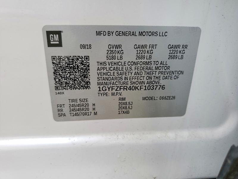 79677265 :رقم المزاد ، 1GYFZFR40KF103776 vin ، 2019 Cadillac Xt4 مزاد بيع