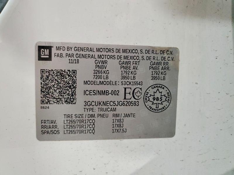 Aukcja sprzedaży 2018 Chevrolet Silverado, vin: 3GCUKNEC5JG620593, numer aukcji: 47073266