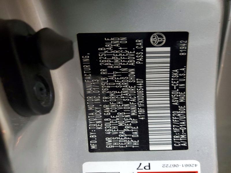 Aukcja sprzedaży 2013 Toyota Camry, vin: 4T1BF1FKXDU654407, numer aukcji: 47106806