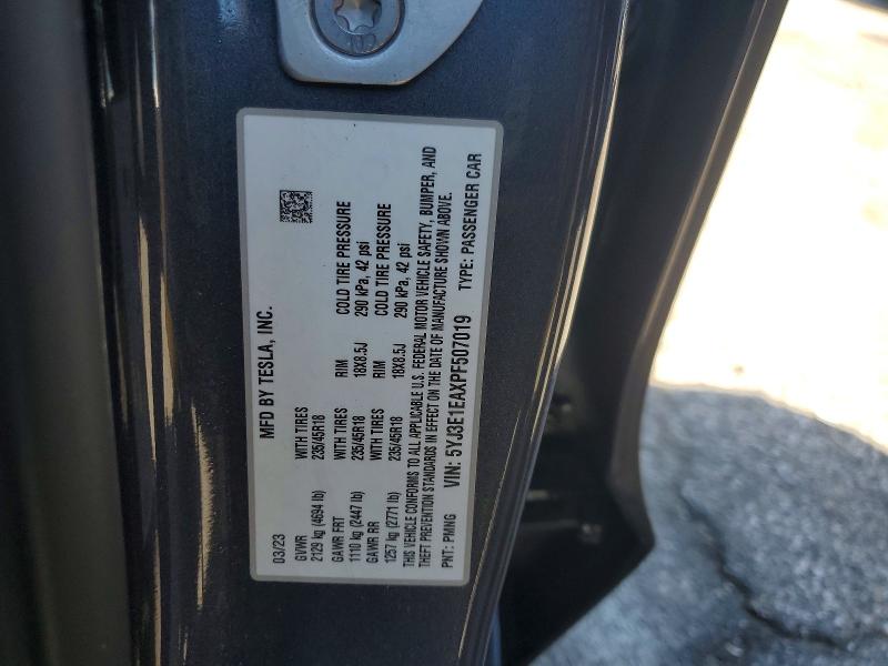 Продаж на аукціоні авто 2023 Tesla Model 3, vin: 5YJ3E1EAXPF507019, номер лоту: 45857716