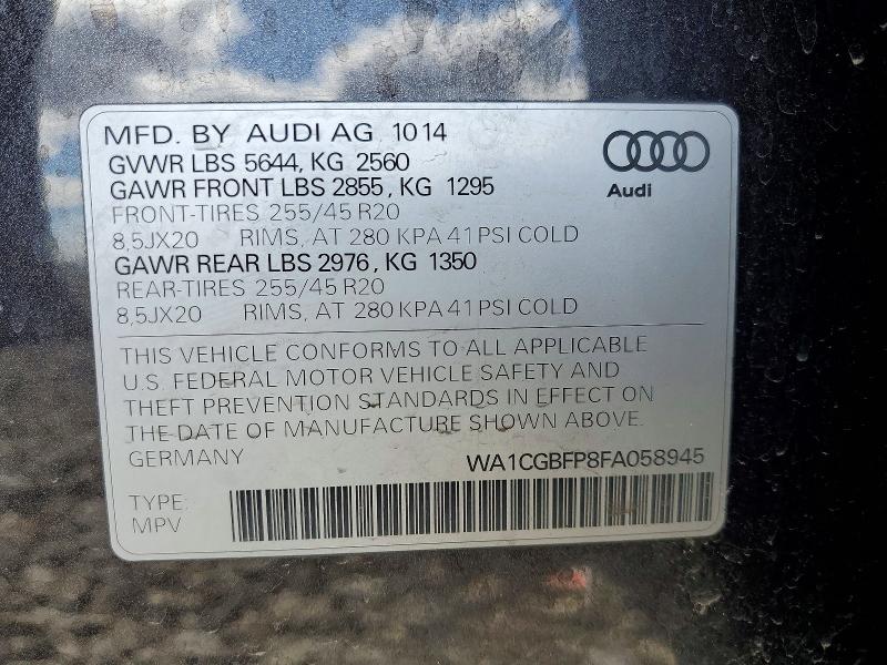 2015 Audi Sq5 მანქანა იყიდება აუქციონზე, vin: WA1CGBFP8FA058945, აუქციონის ნომერი: 47563726