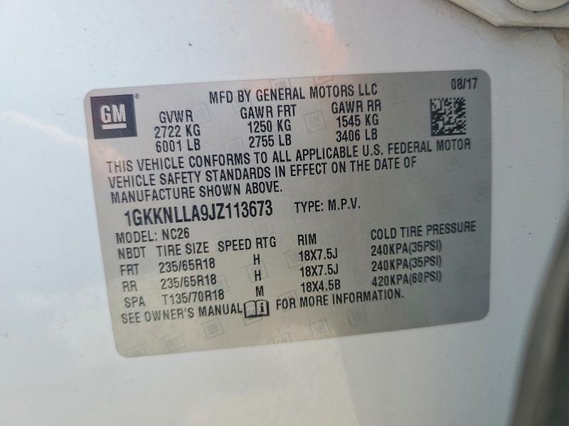 Продаж на аукціоні авто 2018 Gmc Acadia, vin: 1GKKNLLA9JZ113673, номер лоту: 41613656