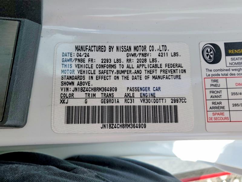 Aukcja sprzedaży 2024 Nissan Z, vin: JN1BZ4CH8RM364909, numer aukcji: 48348716