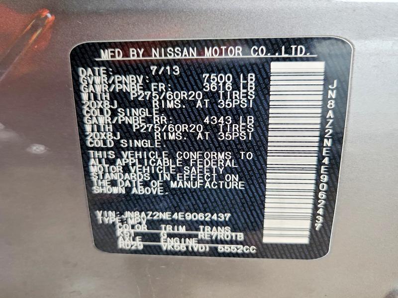 Продаж на аукціоні авто 2014 Infiniti Qx80, vin: JN8AZ2NE4E9062437, номер лоту: 45580606