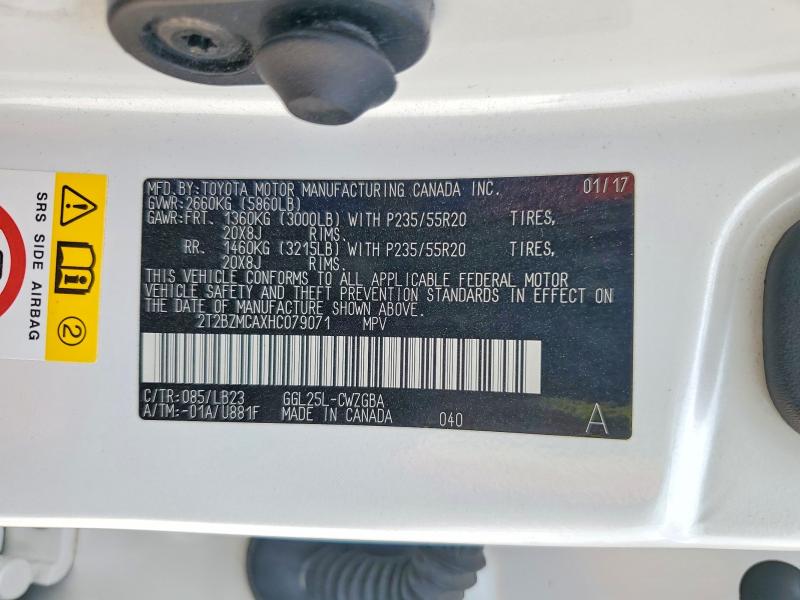 Продаж на аукціоні авто 2017 Lexus Rx 350, vin: 2T2BZMCAXHC079071, номер лоту: 46519466