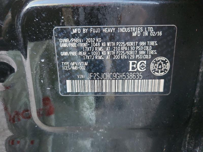 2016 Subaru Forester მანქანა იყიდება აუქციონზე, vin: JF2SJCHC9GH538635, აუქციონის ნომერი: 46569806