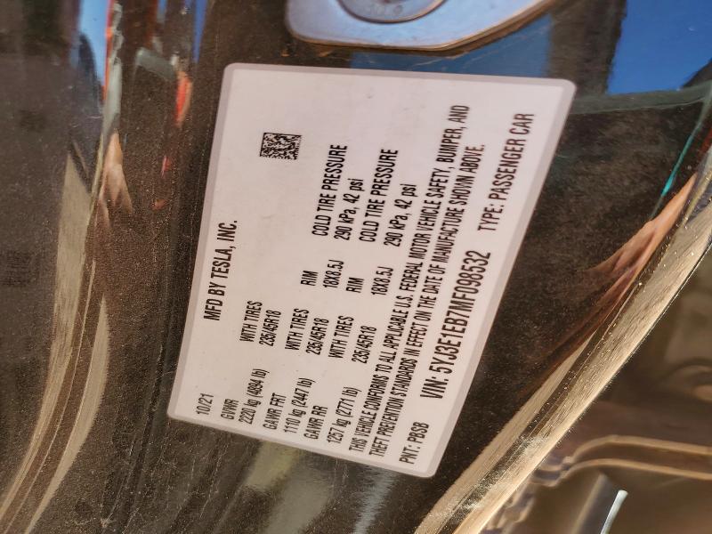 Продаж на аукціоні авто 2021 Tesla Model 3, vin: 5YJ3E1EB7MF098532, номер лоту: 75986405