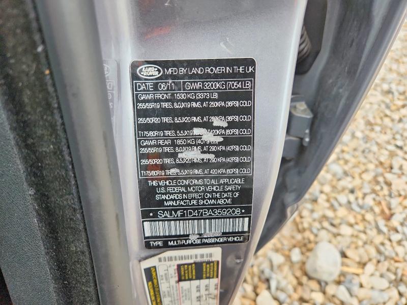 Aukcja sprzedaży 2011 Landau Boat Co Range Rover, vin: SALMF1D47BA359208, numer aukcji: 79428005