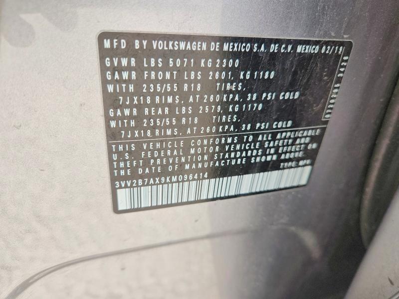47962006 :رقم المزاد ، 3VV2B7AX9KM096414 vin ، 2019 Volkswagen Tiguan مزاد بيع