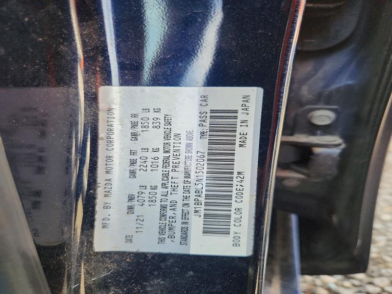 2022 Mazda 3 მანქანა იყიდება აუქციონზე, vin: JM1BPABL5N1502067, აუქციონის ნომერი: 79996275