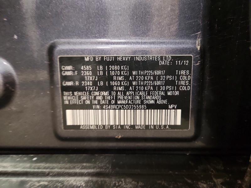 2013 Subaru Outback მანქანა იყიდება აუქციონზე, vin: 4S4BRCPC5D3255985, აუქციონის ნომერი: 46585426