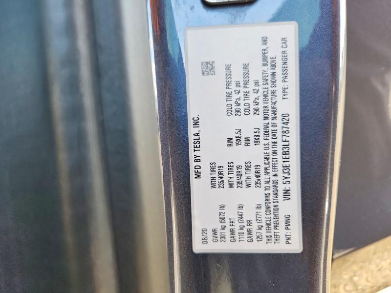 Aukcja sprzedaży 2020 Tesla Model 3, vin: 5YJ3E1EB3LF787420, numer aukcji: 45655246
