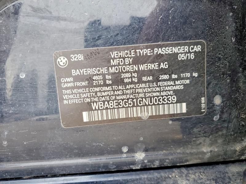 Продажа на аукционе авто 2016 Bmw 328, vin: WBA8E3G51GNU03339, номер лота: 46054326