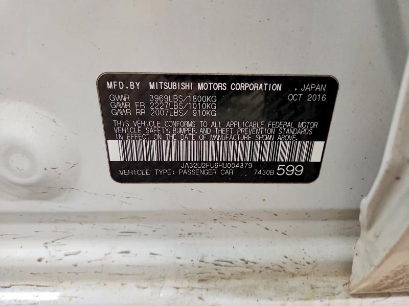 Продаж на аукціоні авто 2017 Mitsubishi Lancer, vin: JA32U2FU6HU004379, номер лоту: 46209926
