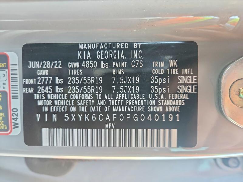 47727586 :رقم المزاد ، 5XYK6CAF0PG040191 vin ، 2023 Kia Sportage مزاد بيع
