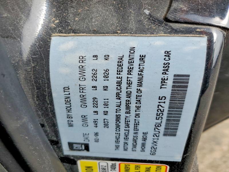 2006 Pontiac Gto მანქანა იყიდება აუქციონზე, vin: 6G2VX12U76L552715, აუქციონის ნომერი: 46112996