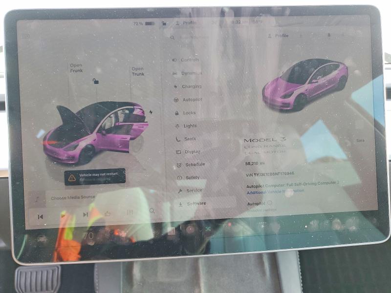 2022 Tesla Model 3 მანქანა იყიდება აუქციონზე, vin: 5YJ3E1EB6NF176946, აუქციონის ნომერი: 47279966