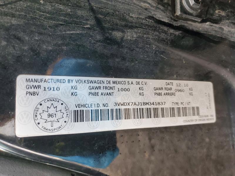 Aukcja sprzedaży 2011 Volkswagen Jetta, vin: 3VWDX7AJ1BM341837, numer aukcji: 78043435