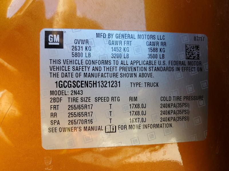 Продажа на аукционе авто 2017 Chevrolet Colorado, vin: 1GCGSCEN5H1321231, номер лота: 45869646