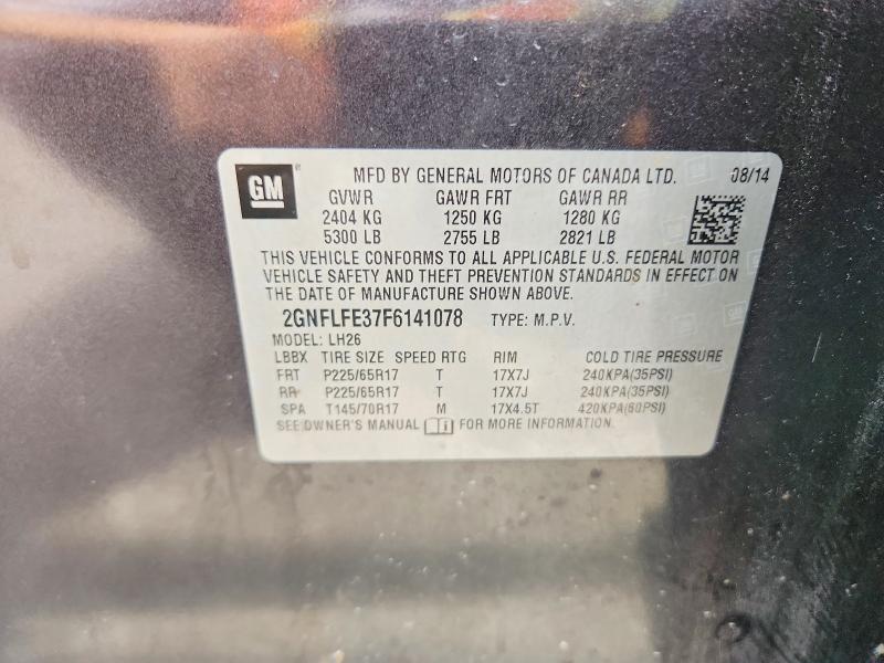 Aukcja sprzedaży 2015 Chevrolet Equinox, vin: 2GNFLFE37F6141078, numer aukcji: 47281366