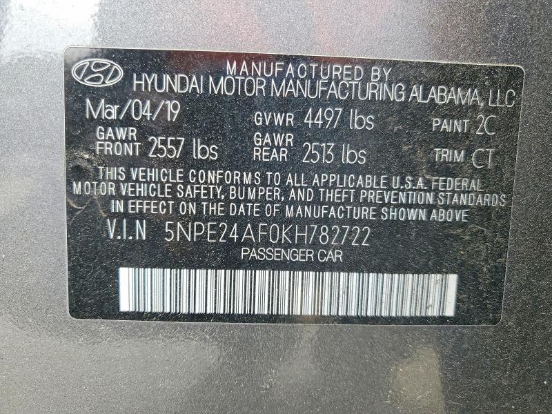 Aukcja sprzedaży 2019 Hyundai Sonata, vin: 5NPE24AF0KH782722, numer aukcji: 47389636