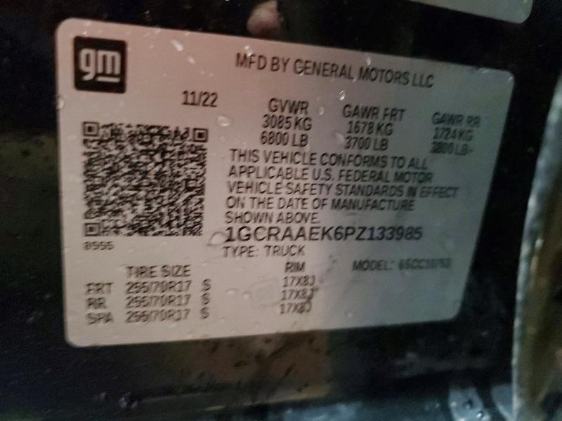 Продажа на аукционе авто 2023 Chevrolet Silverado, vin: 1GCRAAEK6PZ133985, номер лота: 54927816