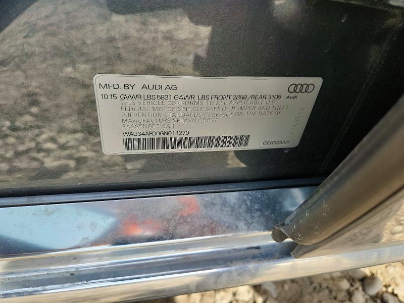 2016 Audi A8 მანქანა იყიდება აუქციონზე, vin: WAU34AFD0GN011270, აუქციონის ნომერი: 79722215