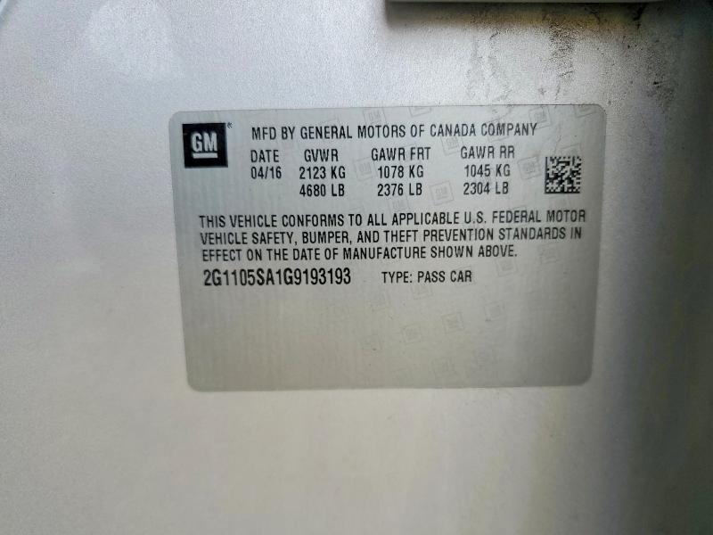 Aukcja sprzedaży 2016 Chevrolet Impala, vin: 2G1105SA1G9193193, numer aukcji: 79722025
