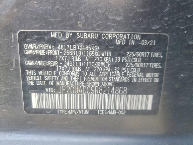 48177376 :رقم المزاد ، JF2GUADC9R8214868 vin ، 2024 Subaru Crosstrek مزاد بيع