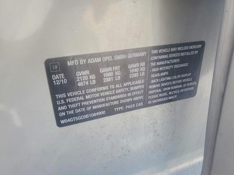 47119236 :رقم المزاد ، W04GT5GC0B1084900 vin ، 2011 Buick Regal مزاد بيع