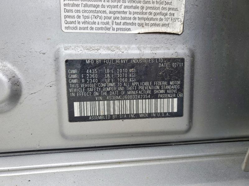 Aukcja sprzedaży 2011 Subaru Legacy, vin: 4S3BMCJ60B3242354, numer aukcji: 46006336