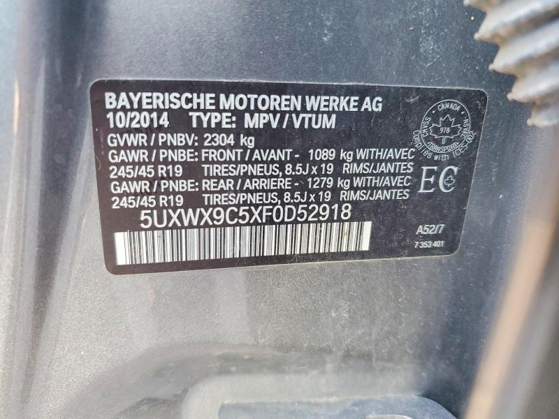 Продаж на аукціоні авто 2015 Bmw X3, vin: 5UXWX9C5XF0D52918, номер лоту: 79945725