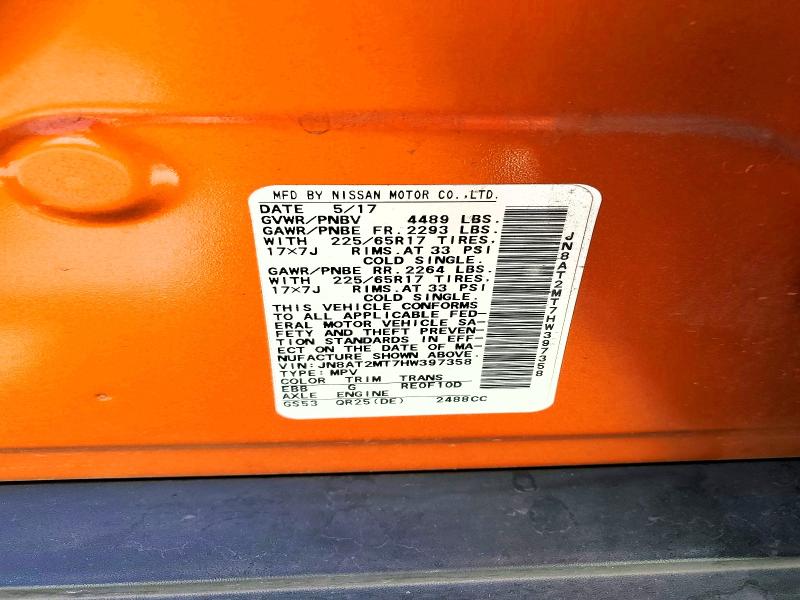 2017 Nissan Rogue მანქანა იყიდება აუქციონზე, vin: JN8AT2MT7HW397358, აუქციონის ნომერი: 46923436
