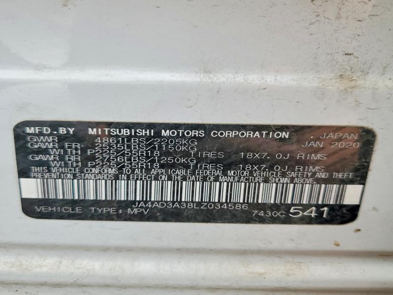 Aukcja sprzedaży 2020 Mitsubishi Outlander, vin: JA4AD3A38LZ034586, numer aukcji: 79536805