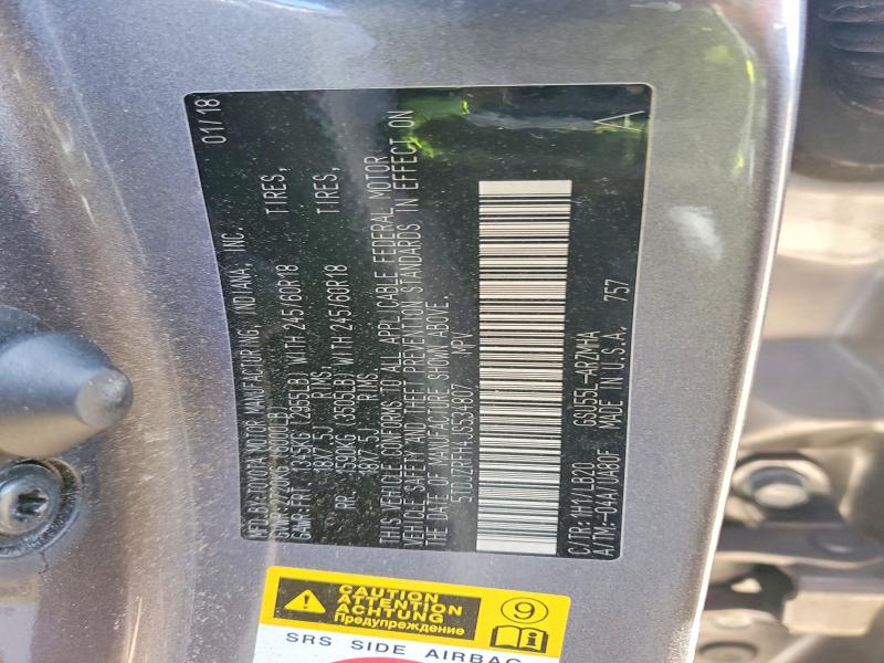 2018 Toyota Highlander მანქანა იყიდება აუქციონზე, vin: 5TDJZRFH4JS534807, აუქციონის ნომერი: 46307006