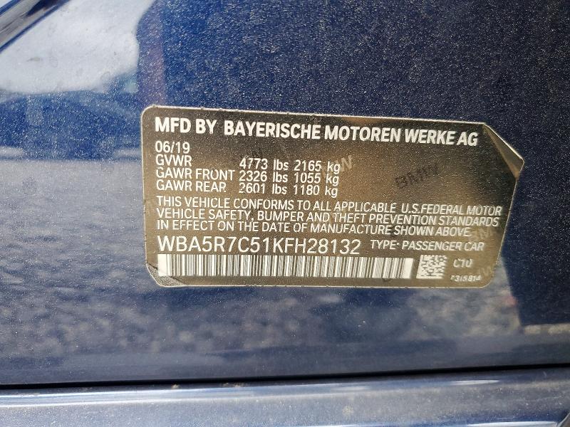 2019 Bmw 330xi მანქანა იყიდება აუქციონზე, vin: WBA5R7C51KFH28132, აუქციონის ნომერი: 47838856