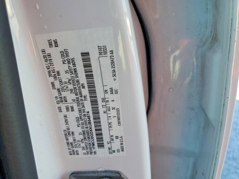 Aukcja sprzedaży 2019 Ford Escape, vin: 1FMCU0GDXKUB64874, numer aukcji: 47525576