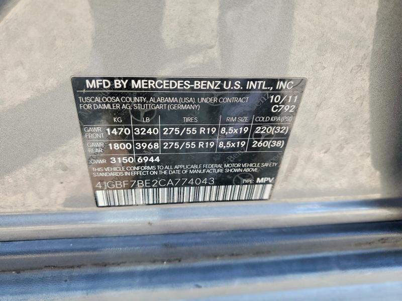 Aukcja sprzedaży 2012 Mercedes-benz Gl, vin: 4JGBF7BE2CA774043, numer aukcji: 48176336