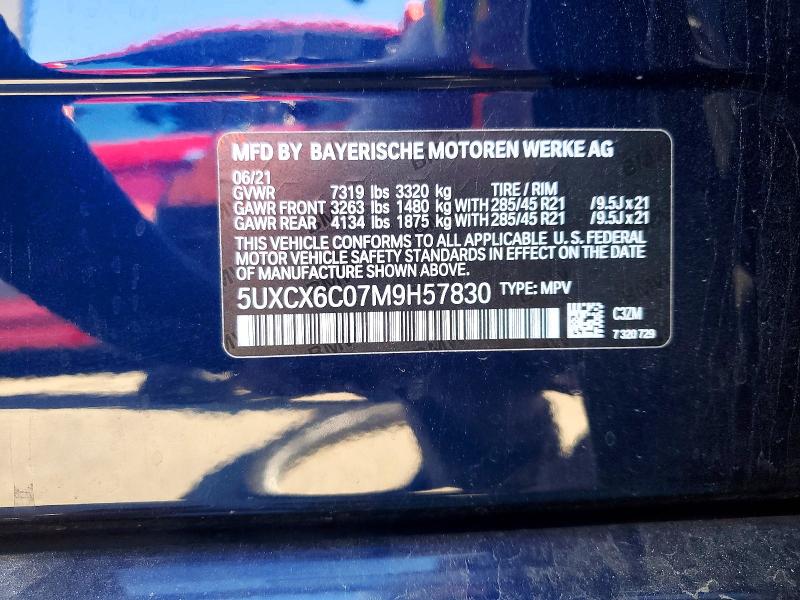 79285315 :رقم المزاد ، 5UXCX6C07M9H57830 vin ، 2021 Bmw X7 مزاد بيع