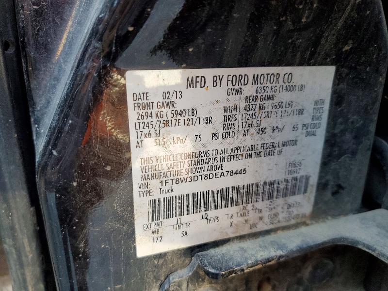 2013 Ford F350 მანქანა იყიდება აუქციონზე, vin: 1FT8W3DT8DEA78445, აუქციონის ნომერი: 46918856