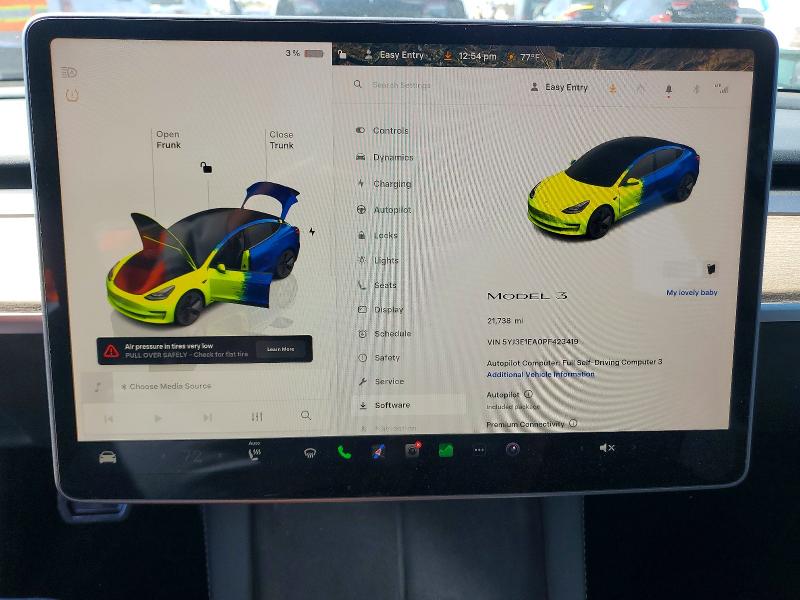 Auction sale of the 2023 Tesla Model 3, vin: 5YJ3E1EA0PF423419, lot number: 79284095